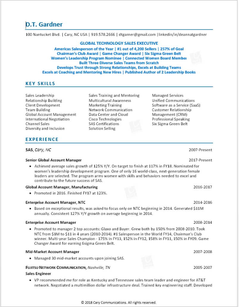 Standard resume example
